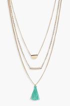 Boohoo Amy Layered Tassel & Bar Necklace