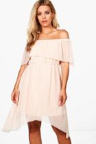 Boohoo Plus Lily Double Layer Skater Dress Blush