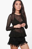 Boohoo Petite Lorna Knitted Peplum Top