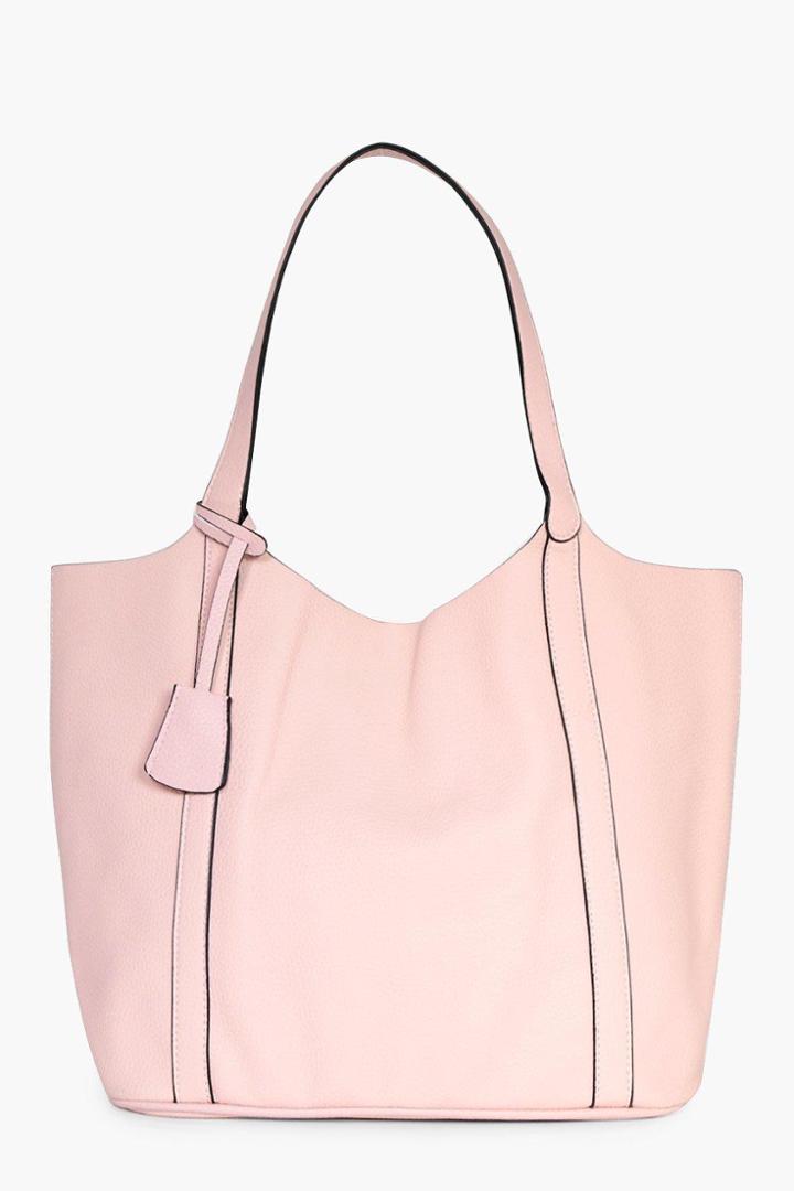 Boohoo Mae Panel Unlined Oversize Shopper Bag Blush