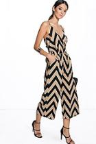 Boohoo Cate Zig Zag Print Cami Jumpsuit