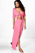 Boohoo Leonie Wrap Front Cut Out Maxi Dress