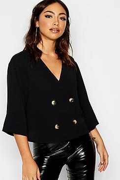 Boohoo Tortoise Shell Double Breasted Shirt