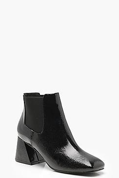Boohoo Flare Heel Ankle Chelsea Boots