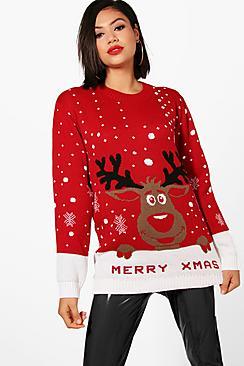 Boohoo Hannah I Love Xmas Reindeer Christmas Jumper
