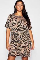 Boohoo Plus Zebra Print T-shirt Dress