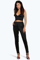 Boohoo Carmilla Scuba Skinny Pocket Trouser Black