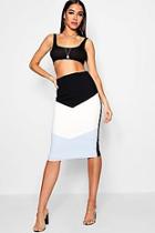 Boohoo Nadia Chevron Panel Mini Skirt