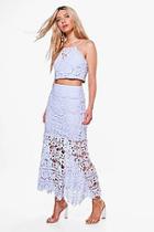 Boohoo Alice Crochet Crop And Midi Skirt Co-ord