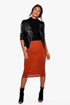 Boohoo Brea Basic Jersey Viscose Midi Skirt