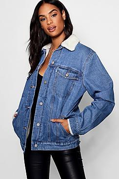 Boohoo Tall Borg Lined Denim Jacket