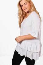 Boohoo Plus Brittany Ruffle Layered Oversized T Shirt