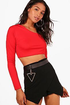 Boohoo Olivia Double Strap One Shoulder Crop