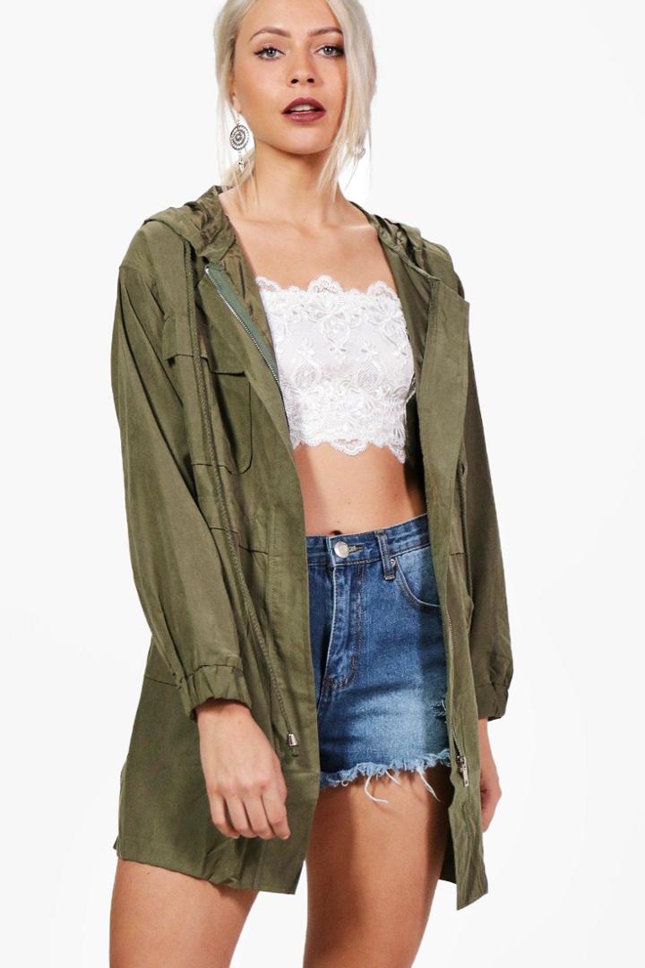 Boohoo Tilly Oversized Pocket Festival Jacket Khaki
