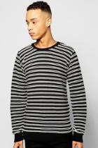 Boohoo Mono Stripe Jumper With Insert Shoulder Zips Black