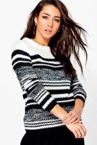 Boohoo Elizabeth Monochrome Stripe Jumper Multi