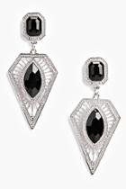 Boohoo Amy Statement Stone Detail Earrings Silver