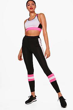 Boohoo Anna Fit Contrast Panel Running Leggings