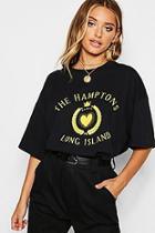Boohoo Hamptons Slogan Oversized T-shirt