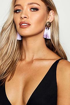 Boohoo Gold Disc Tassel Earrings