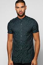 Boohoo Short Sleeve Camo Jacquard Woven Shirt