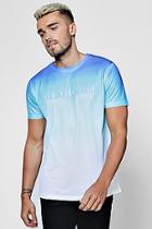 Boohoo Blue Ombre T-shirt With Slogan