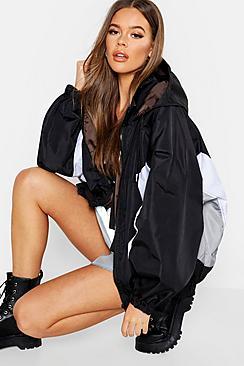 Boohoo Reversible Hooded Colour Block Jacket