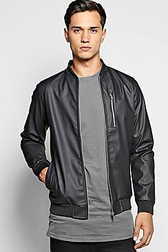 Boohoo Pu Ma1 Bomber Jacket With Zipped Chest Pocket