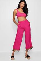 Boohoo Woven Multi Pom Hem Culotte