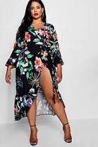 Boohoo Plus Katy Floral Wrap Woven Maxi Dress