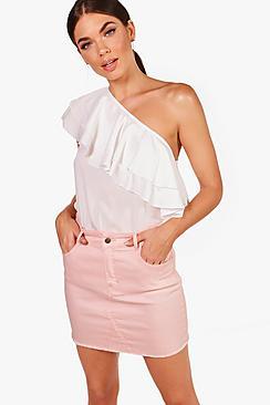 Boohoo Tall Holly One Shoulder Ruffle Top