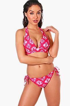 Boohoo Rome Tie Dye Push Up Triangle Bikini