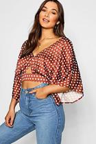 Boohoo Spot Print Angel Sleeve Top
