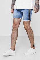 Boohoo Skinny Fit Denim Shorts With Side Taping