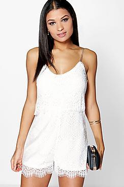Boohoo Eve Double Layer Eyelash Playsuit