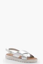 Boohoo Lucy Cross Strap Cleated Sandals