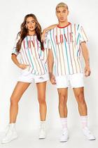 Boohoo Pride Loose Fit Stripe T-shirt With Love Print