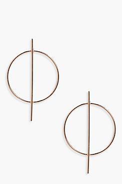 Boohoo Holly Circle And Bar Hoop Earrings