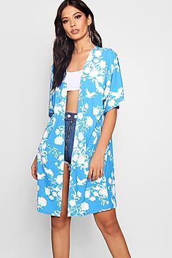 Boohoo Catherine Blue Oriental Kimono