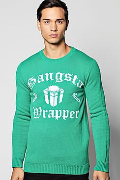 Boohoo Gangsta Wrapper Christmas Jumper