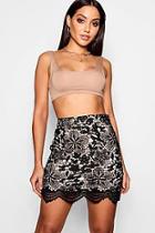 Boohoo Premium Lace Contrast Mini Skirt