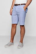 Boohoo Cotton Oxford Short With Woven Belt