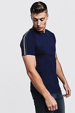 Boohoo Raglan Crew T-shirt With Shoulder Tape