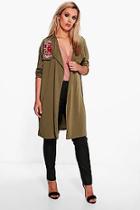 Boohoo Plus Olivia Embroidered Duster Jacket