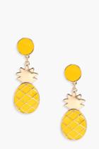 Boohoo Mya Enamel Pineapple Earrings Yellow