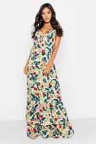 Boohoo Tropical Floral Ruffle Hem Maxi Dress