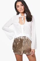 Boohoo Petite Alana Spot Detail Blouse