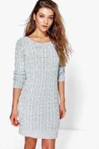 Boohoo Eva Cable Knit Mini Dress Grey