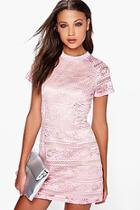 Boohoo Boutique Ara Lace Bound Neck Bodycon Dress