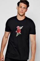 Boohoo Floral Embroidered T Shirt Black